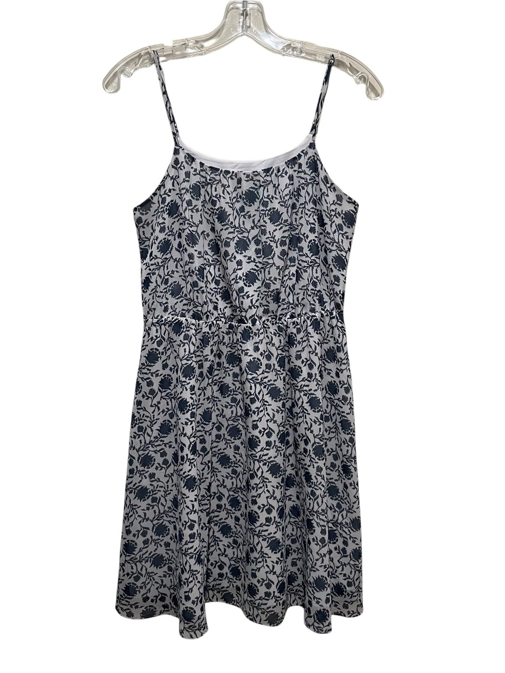 Ann Taylor LOFT Floral Sleeveless Midi Dress Blue Grey Womens Petite Size Small